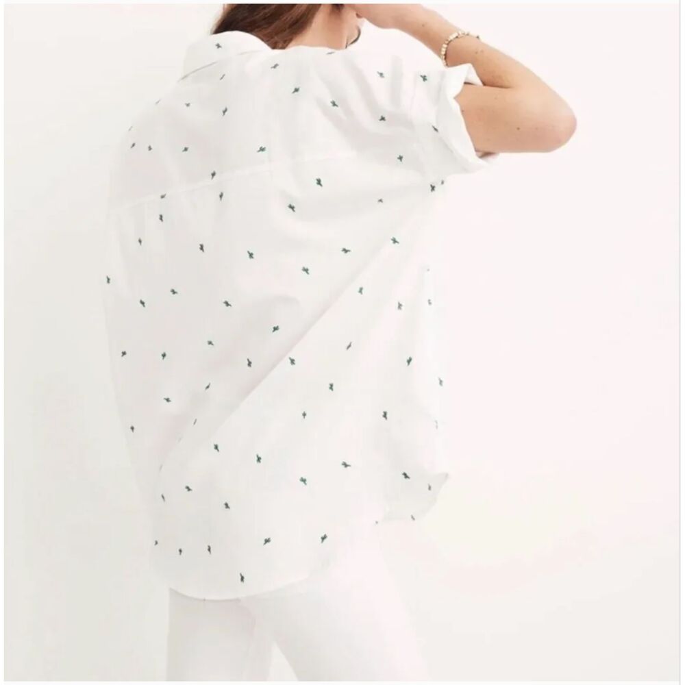 Madewell White Cactus Button Down Shirt Cotton XS - Picture 3 of 6